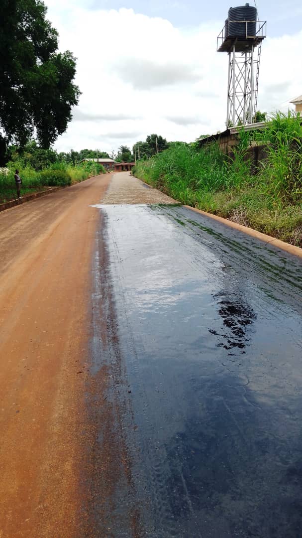 Surface dressing of road at Auchi Edo State for Raycon engineering rural water project for state government