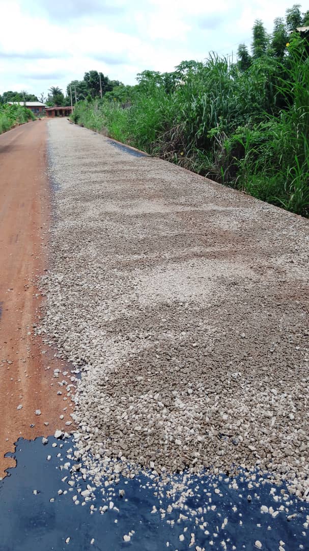 Surface dressing of road at Auchi Edo State for Raycon engineering rural water project for state government