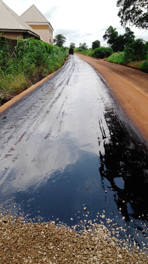 Surface dressing of road at Auchi Edo State for Raycon engineering rural water project for state government